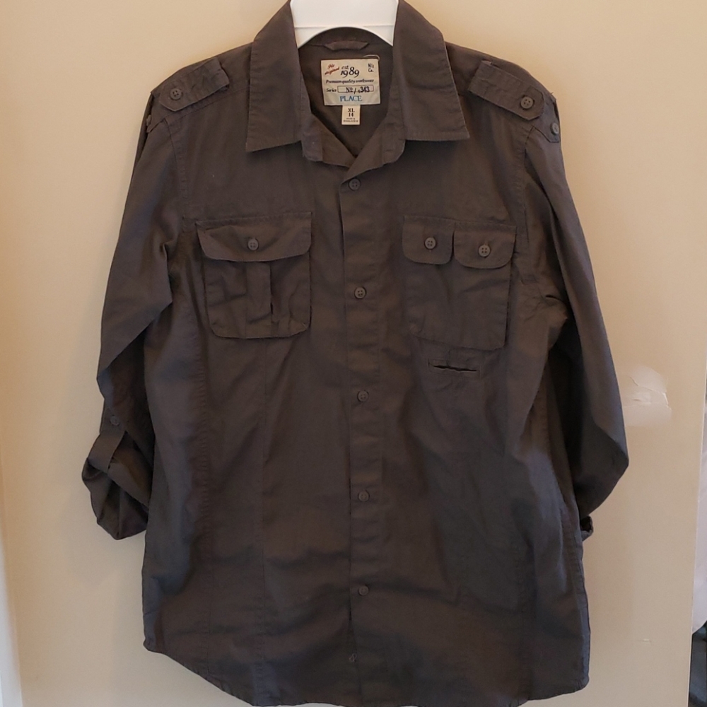 Children's Place Gray Safari Shirt